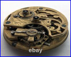 Rare For Part ANTIQUE Pocket Watch Movement Skeleton Repair Not Work