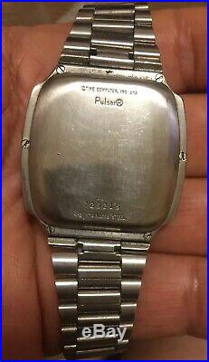 Rare Pulsar Led Calculator Watch Time Computer Inc USA St. Steel For Parts Repair