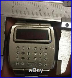 Rare Pulsar Led Calculator Watch Time Computer Inc USA St. Steel For Parts Repair