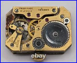 Rare Renown Vintage Mens Watch Movement For Repairs 21mm X 29mm