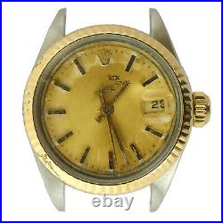 Rolex 6917 Date Gold Dial 2-tone Watch Head Engraved On Back For Parts/repairs