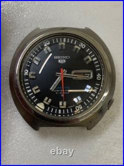 SEIKO 6119-7160 Automatic Vintage Watch Black Dial For Parts Repair Crown Broken