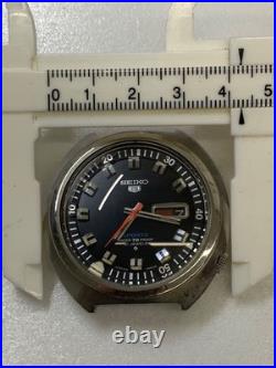 SEIKO 6119-7160 Automatic Vintage Watch Black Dial For Parts Repair Crown Broken