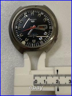 SEIKO 6119-7160 Automatic Vintage Watch Black Dial For Parts Repair Crown Broken