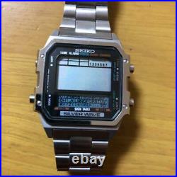 Seiko D409-5030 Rare Digital Silver Wave Quartz Mens Watch Repair or Parts