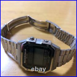 Seiko D409-5030 Rare Digital Silver Wave Quartz Mens Watch Repair or Parts