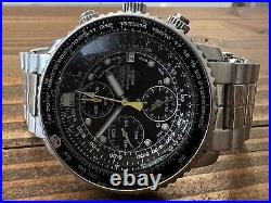 Seiko Flightmaster 7T62-0EB0 Quartz Black Dial Chronograph Watch PARTS OR REPAIR