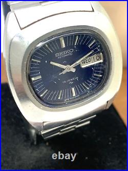 Seiko Men's Watch 7006-5000 Blue Dial Day Date 70's Vintage FOR REPAIR PARTS