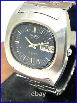 Seiko Men's Watch 7006-5000 Blue Dial Day Date 70's Vintage FOR REPAIR PARTS