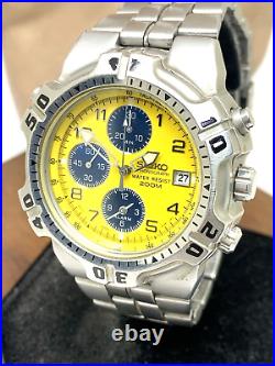 Seiko Men's Watch 7T32-6K19 Quartz Chronograph Yellow Vintage FOR REPAIR PARTS Seiko Men's Watch 7T32-6K19 Quartz Chronograph Yellow Vintage FOR REPAIR PARTS