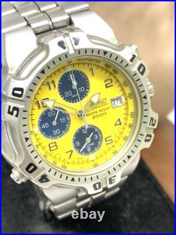 Seiko Men's Watch 7T32-6K19 Quartz Chronograph Yellow Vintage FOR REPAIR PARTS Seiko Men's Watch 7T32-6K19 Quartz Chronograph Yellow Vintage FOR REPAIR PARTS