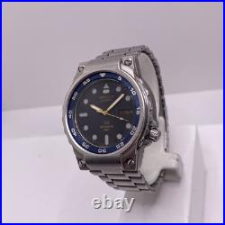 Seiko Sports SQ 150 Blue Quart Watch For Parts Repair Mens Silver Watch