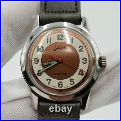Selza Men's Vintage Silver Tone Swiss Made Mechanical Watch FOR PARTS / REPAIR