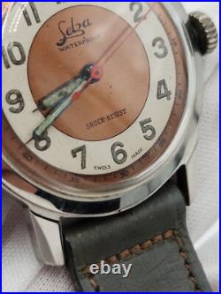 Selza Men's Vintage Silver Tone Swiss Made Mechanical Watch FOR PARTS / REPAIR