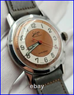 Selza Men's Vintage Silver Tone Swiss Made Mechanical Watch FOR PARTS / REPAIR