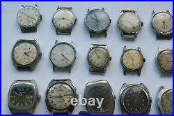 Set of 32 pcs Mechanical WATCHES for PARTS or REPAIR Vintage Soviet USSR