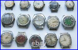 Set of 32 pcs Mechanical WATCHES for PARTS or REPAIR Vintage Soviet USSR