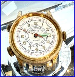 Sinsa Telemeter military Chronograph Style Watch White Face FOR PARTS REPAIR