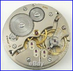 Solar Pocket Watch Movement 21 Jewel Unitas 343 Spare Parts / Repair