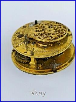 Square Pillar Verge Pocket Watch Movement for Parts or Repair (London) (M132)