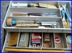 Tackle Box Loaded with Watchmakers Repair Tools, Parts, Oil, K&D, Vigor, Borel