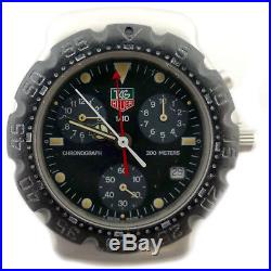 Tag Heuer 1/10 Ca1211-r0 Black Dial Chrono S. S. Watch Head For Part Or Repairs