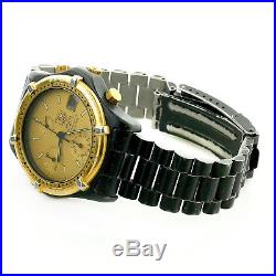 Tag Heuer 266.006-1 Gold Dial 2000 Chrono Black Pvd S. S. Watch For Parts/repairs