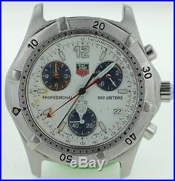 Tag Heuer Mens Ck1111 Professional White Dial Chronograph Parts Or Repairs As-is