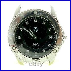 Tag Heuer Mens Link Wj1113 For Parts Or Repairs Black Diamond Dial Stainless