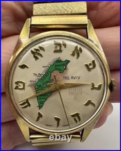 Tel Aviv Israel Map Swiss Watch Hebrew Dial For Parts/Repair, Balance Damage