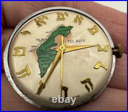Tel Aviv Israel Map Swiss Watch Hebrew Dial For Parts/Repair, Balance Damage