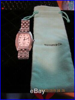 Tiffany & Co. Tourneau Stainless Swiss Watch Beautiful For Parts or Repair