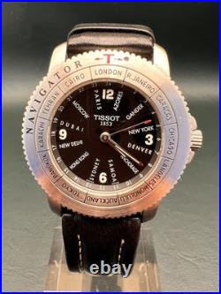 Tissot Navigator N250 World Timer Quartz 39mm Leather Strap For Parts/Repair Tissot Navigator N250 World Timer Quartz 39mm Leather Strap For Parts/Repair