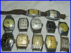 Twelve inexpensive dollar wrist watches from 1930-1950, s/parts or repairs