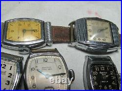 Twelve inexpensive dollar wrist watches from 1930-1950, s/parts or repairs