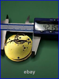Unusual Detent Chronometer Pocket Watch Movement by Tupman for Repair (K39)