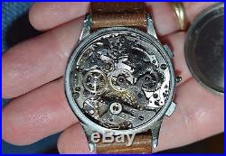 VINTAGE Angelus Chronograph Mens Watch Stainless Steel Parts Repair 267350 1940