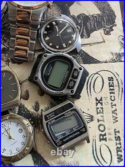 VINTAGE BATTERY MEN WATCHES LOT OF 12 PARTS REPAIR NOT WORKING AS IS Watchmaker