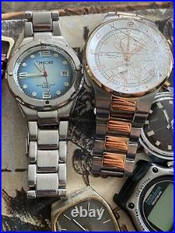 VINTAGE BATTERY MEN WATCHES LOT OF 12 PARTS REPAIR NOT WORKING AS IS Watchmaker