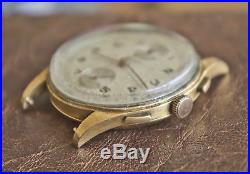 Vintage Breitling Chronograph Watch 18k Gold Ref. 390 Venus For Parts Or Repair