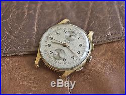 Vintage Breitling Chronograph Watch 18k Gold Ref. 390 Venus For Parts Or Repair