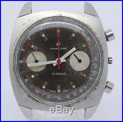 VINTAGE Hamilton Chronograph Mens 37mm Steel Watch Valjoux 7733 = Parts Repair