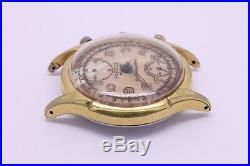 VINTAGE Pierce 37mm Gold Plated Mens Chronograph Watch = PARTS REPAIR AS IS =