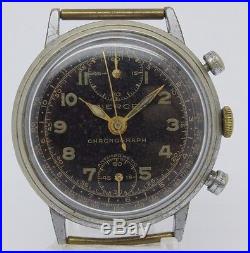 VINTAGE Pierce 37mm Mens Chronograph Watch Original Black Dial = REPAIR PARTS