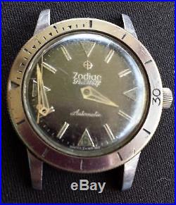 Vintage Running Zodiac Sea Wolf Automatic Watch For Parts Or Repair No Reserve
