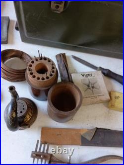 VINTAGE STAKING TOOL Pocket WATCH REPAIR KIT AND MISC TOOLS, PARTS, Box Original
