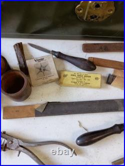 VINTAGE STAKING TOOL Pocket WATCH REPAIR KIT AND MISC TOOLS, PARTS, Box Original