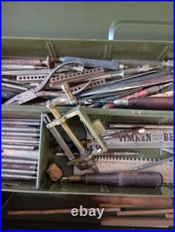 VINTAGE STAKING TOOL Pocket WATCH REPAIR KIT AND MISC TOOLS, PARTS, Box Original