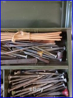 VINTAGE STAKING TOOL Pocket WATCH REPAIR KIT AND MISC TOOLS, PARTS, Box Original