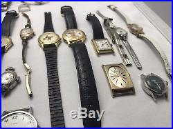 VINTAGE WATCH LOT of 19 PLUS FOR PARTS OR REPAIR TIMEX, BULOVA, SEIKO & OTHERS